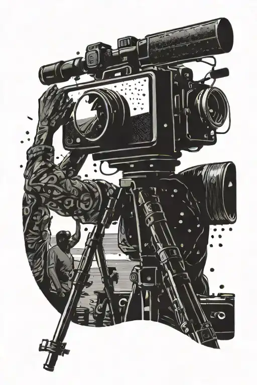 A Supervisor's Silhouette Overseeing A Vlog Camera Crew At A Beach Party