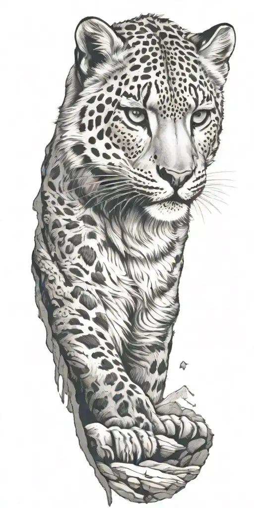 A Snow Leopard Gracefully Blending Into A Rocky Mountain Landscape