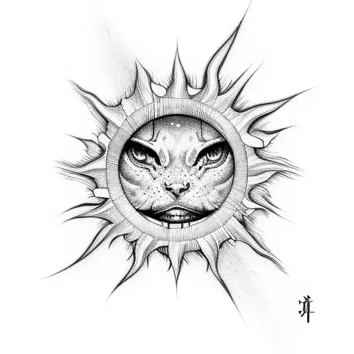 Blue Lightning Coming From Sun With Eye