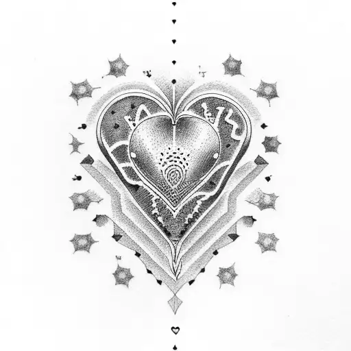 A Dotwork Tattoo Of A Heart-shaped Sheet Music With Taurus Constellation As Notes