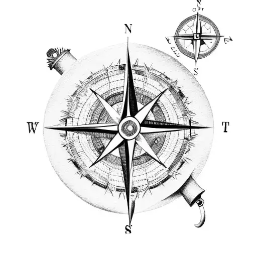 Compass With An Arrow That Points To The North