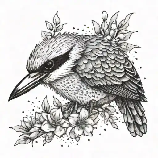 Kookaburra With Australian Native Flowers In Background