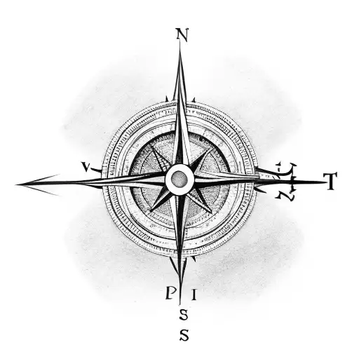 A Compass Intertwined With A Railroad Track
