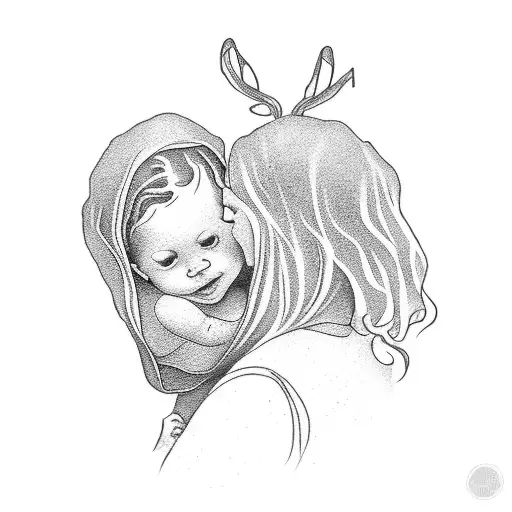 Silhouette Of A Mother Holding Her Baby With Love