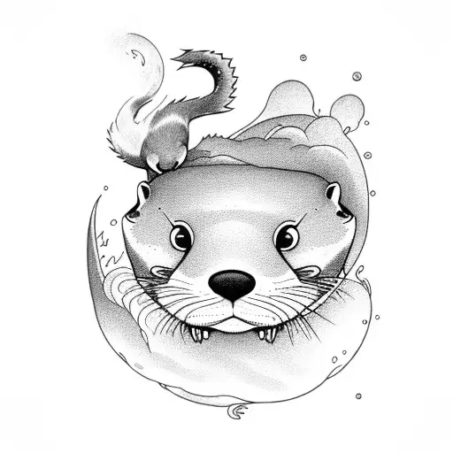 Otter Fishing On Cloud Catch Cat