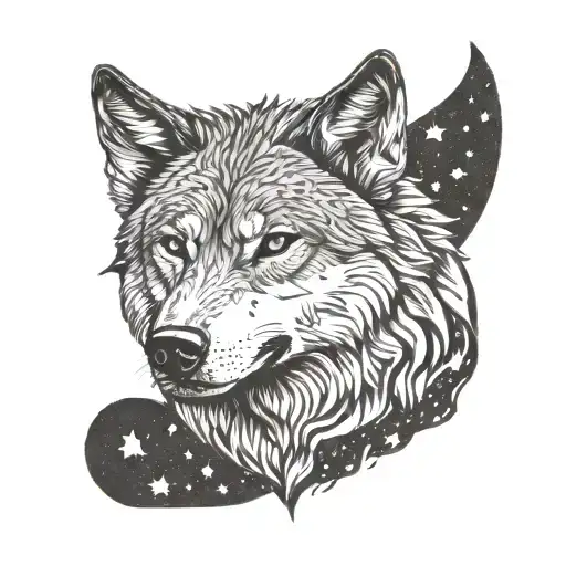 A Wolf With Glock 19 Handgun Pointed Inward Curved Star