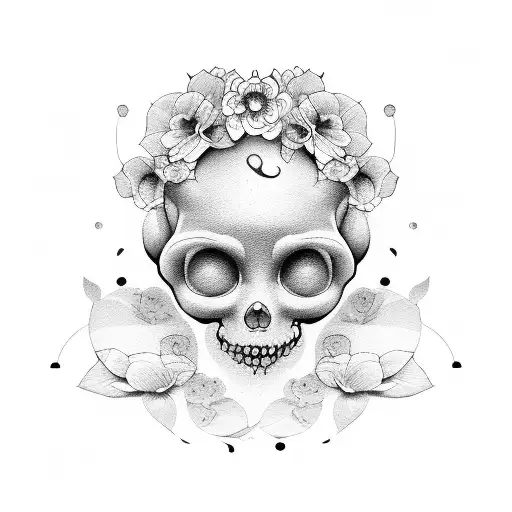 Baby Face Outline With Flowers With It