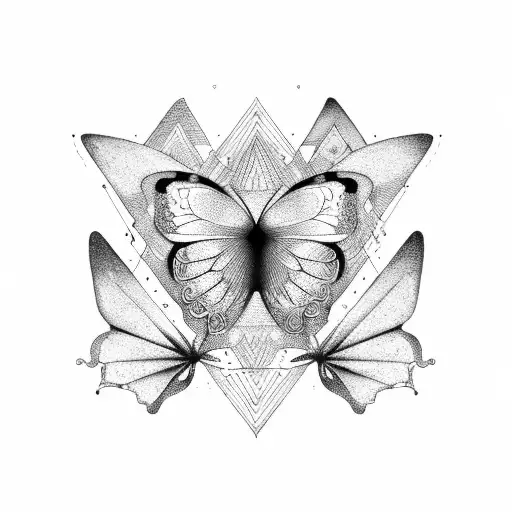Black Simplistic Butterfly In A Geometric Shape