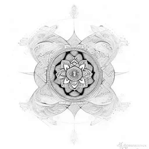 An Intricate Mandala Design Incorporating Symbols Of Love And Family