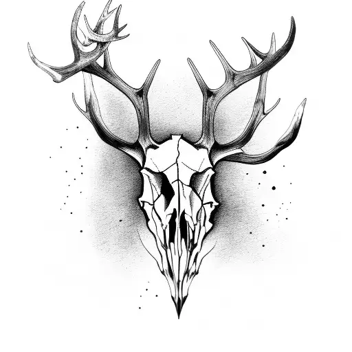 Elk Skull With Forest