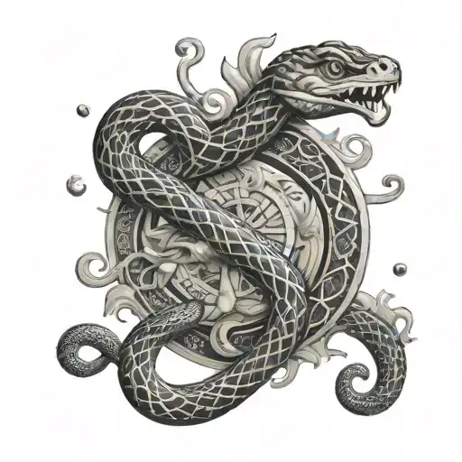 A Spiritual Symbol Incorporating Snakes And Money Elements