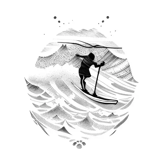 A Windsurfer Catching A Wave In The Midst Of A Serene Mountain Lake