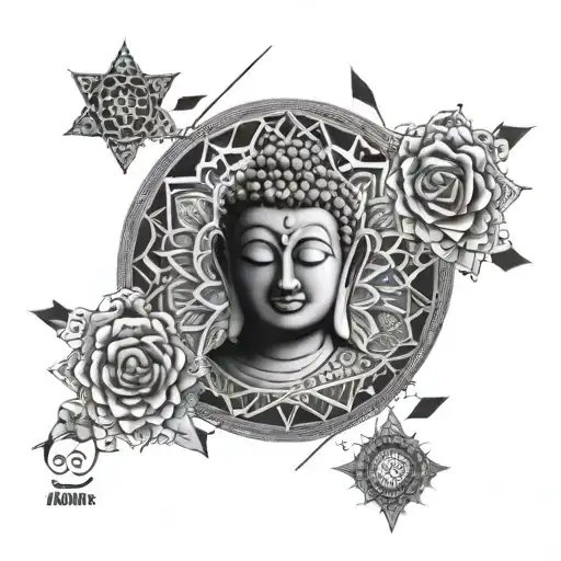 Buddha With Mandala And Geometry