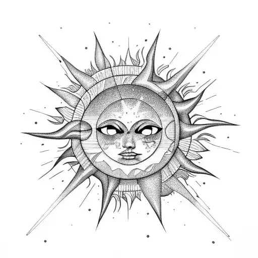 Realistic Geometric Sun Moon Stars