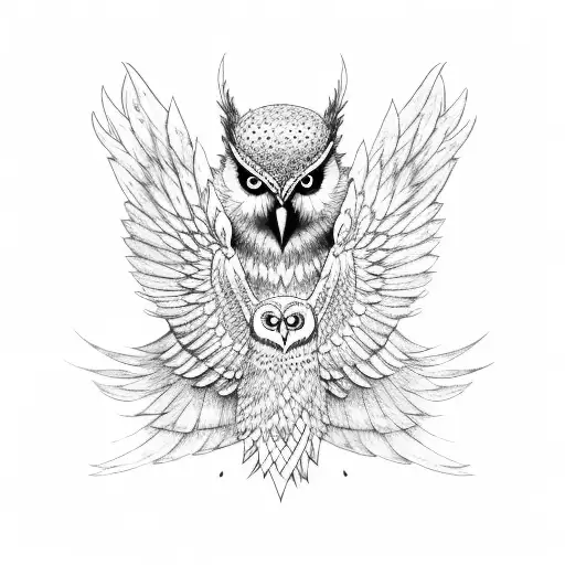 Evil Owl With Spread Wings