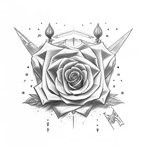 Line Set Rose With Athena Sword