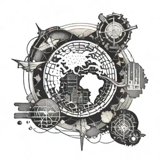 A Tattoo Design Featuring A Waze Map With A Hidden Message Or Symbol Related To Relationships