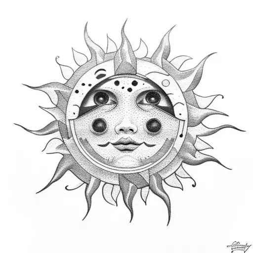 Faceless Realistic Sun Moon Stars