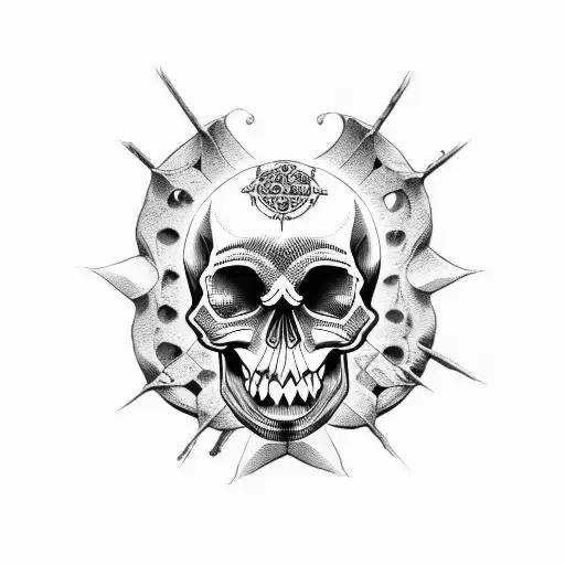 Memento Mori With Skull And Motocross