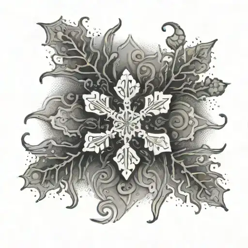 A Snowflake Pattern With Hidden Snake Silhouettes Hidden