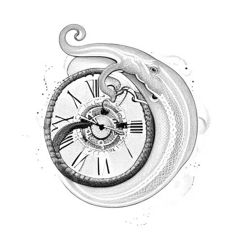 Clock Tower With Waves And A Snake