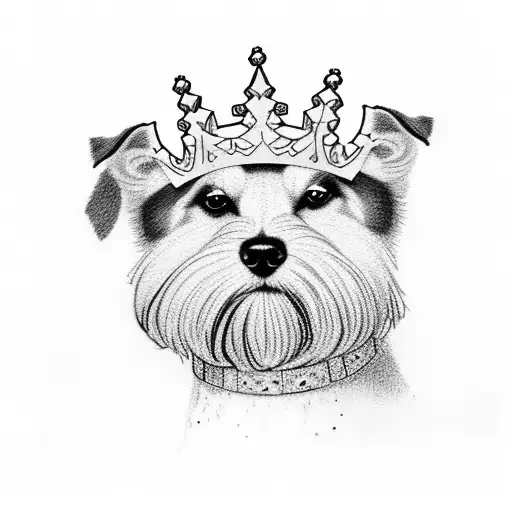 A Dog Wearing A Crown And Surrounded By Flowers