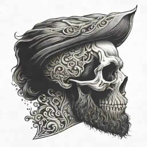 Skull With Beard In Profile
