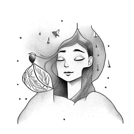 Girl With A Book In Her Lap Swinging From A Tree Looking Up Into Space