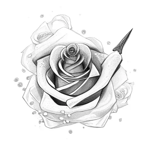 Sword With Small Rose In The Middle
