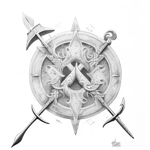 Trident With Spear And Water