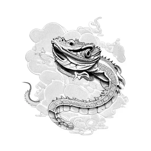 Blue Chinese Porcelain Pattern With A Hidden Bearded Dragon