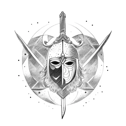 Warrior With Sword And A Bear Claw In Background