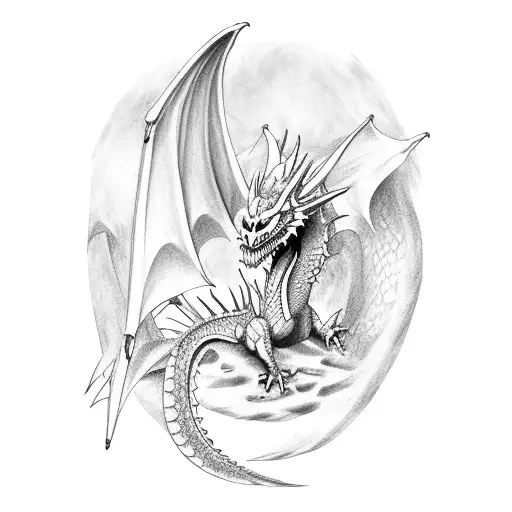 Medieval Battle With Dragon