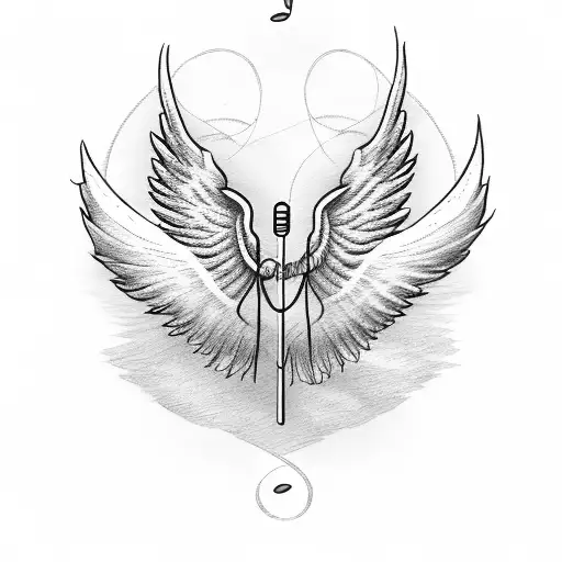 Angel Wings And Music Note And Plan Wings