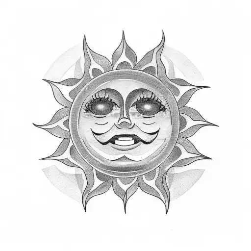 A Tattoo Of A Smiling Sun Surrounded By Darkness