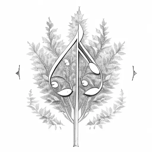 Musical Notes Forming A Tree With Family Members As Leaves