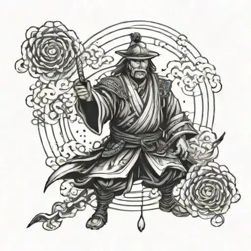 A Fusion Of Japanese Samurai And Godfather Symbolism In A Unique Tattoo Design