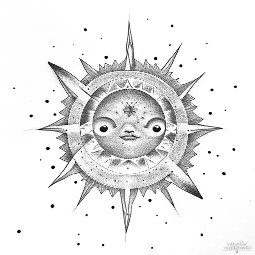 Minimalist Astronomy Sun Moon Stars
