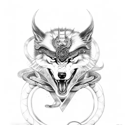 Odin With Snake And Wolf