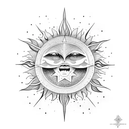 Natural Illustration Sun Moon Stars