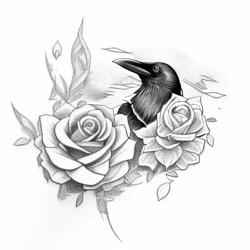 Raven With Flower