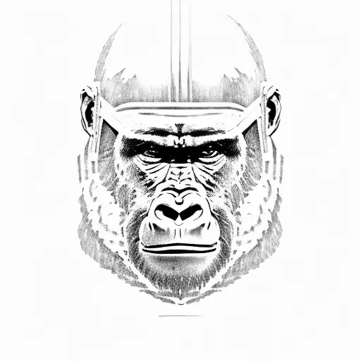 Gorilla In Gladiator Helmet