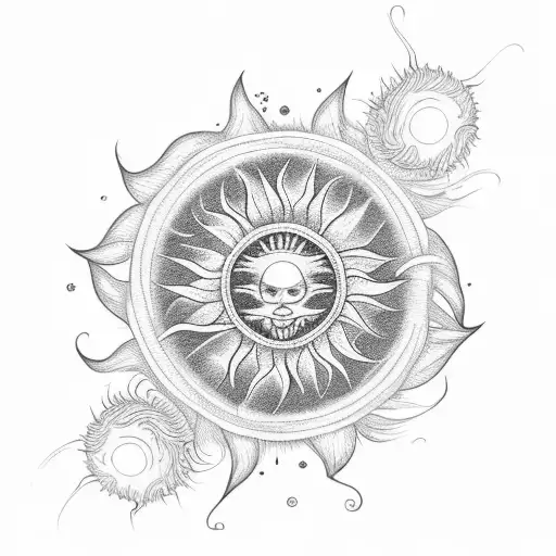 A Field Of Larkspur Flowers With A Sun In The Background