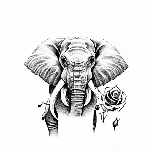 Elephant With Rose