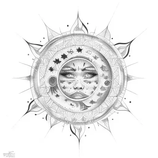 Stars Moon Sun Bright Color