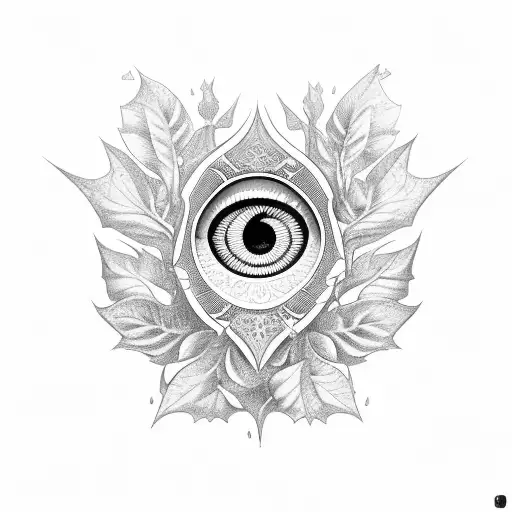 Vase With An Evil Eye And Float Design Filled With Chunky Leaves