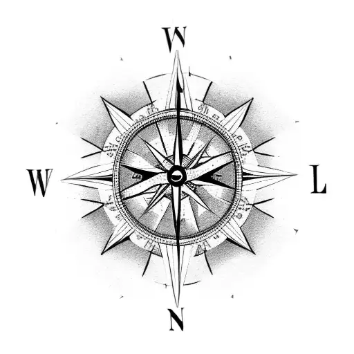 An Intricately Designed Compass With Baseball Stitches As The Cardinal Directions