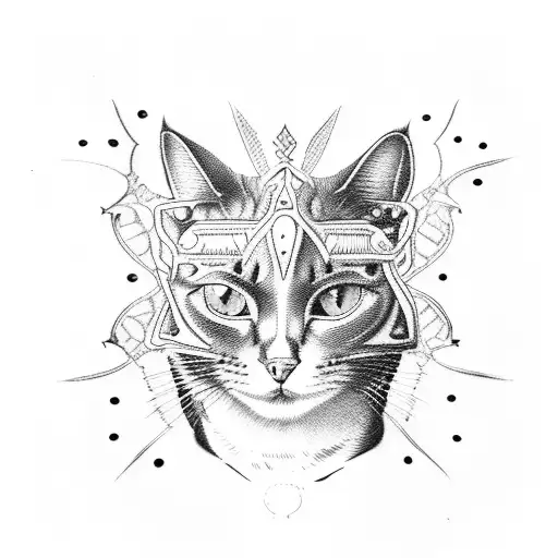 Cat Sitting On Skull