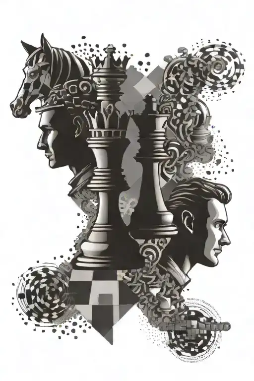 Chess Board Pawns And Hacker Silhouette Surrounded