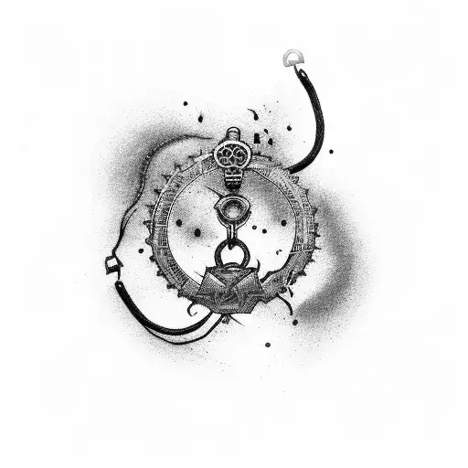 A Dotwork Tattoo Of A Broken Chain Symbolizing Freedom From Human Constraints